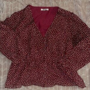 Madewell Burgundy Patterned Blouse